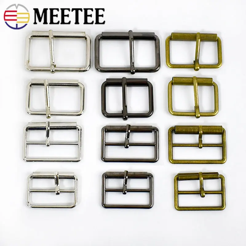 5Pcs 20-50mm Metal Belt Buckle Ring Tri-Gilde Pin Buckles for Bags Straps Rectangle Adjust Roller Clasp DIY Sew Accessories