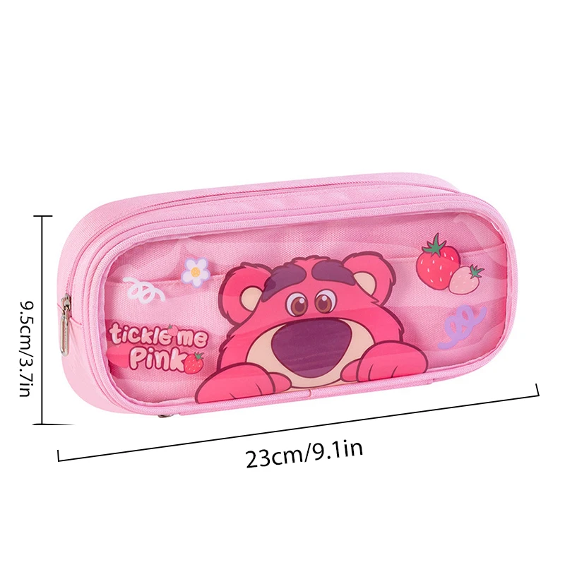 New Disney Stitch Pen Bag Double Transparent Stationery Box Cartoon Large Capacity Pencil Case Storage Bag Student School Bag