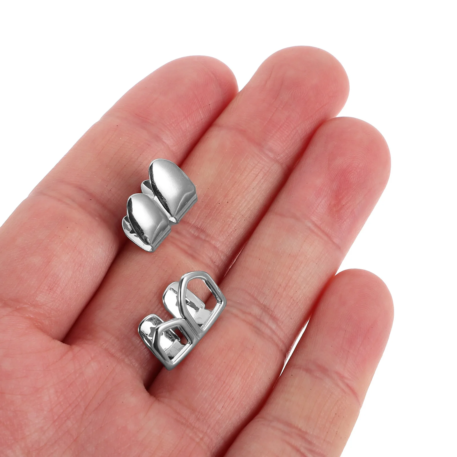 

1Pair Hip Hop Teeth Grill Hollow Smooth Metal Tooth Cap Decorative Cosplay Props Rapper Accessories Mouth Jewelry