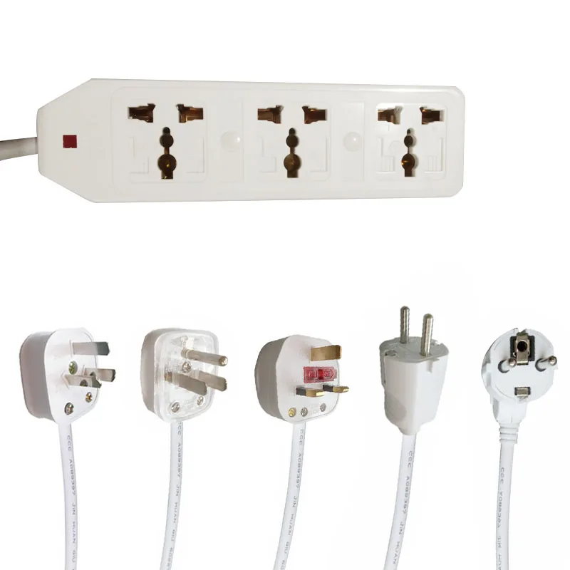 

Extended wire socket Power strip 3 AC Universal UK/US/AU/EU PLUG output socket Extenstion Cord Cable 0.5/1/2/3/5m 16A 2800w