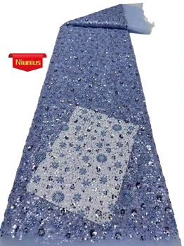 Tela de encaje para vestidos de noche de fiesta, tejido de tubo con cuentas suaves delicadas y elegantes de la mejor calidad, lo último de 2024, nn162828z