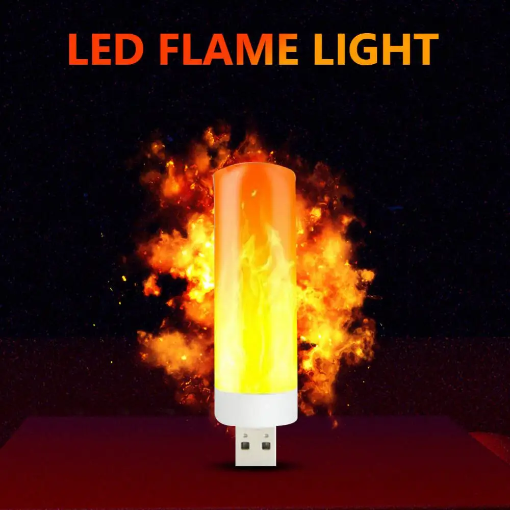 USB Flame Light for Night, LED Candle Light, Atmosfera Light, USB Plug Lamp, Exterior e Interior, 1 Pc, 2 Pcs, 3Pcs