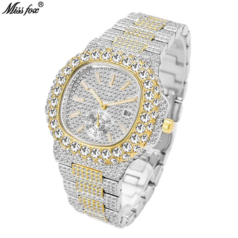 Official brand free shippingPopular Baida Fashion and Fully-Jewelled Hip Hop Starry Luminous QuartzMen's Watch