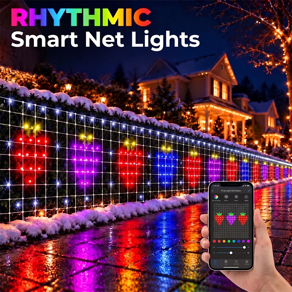 Color Changing Outdoor - Luces de malla inteligentes, luces de