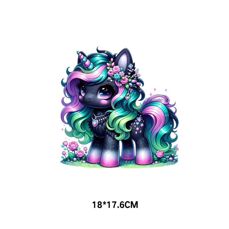 Cartoon Cute Unicorn Heat Transfer patch for clothing DIY children\'s printing, used for clothing ironing applications