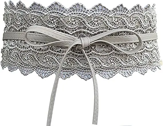 Boho Style Women Bow Lace Belt Wide Girdle Corset PU Leather Waist Belts Wedding Dress Skirt Decorative Waistband