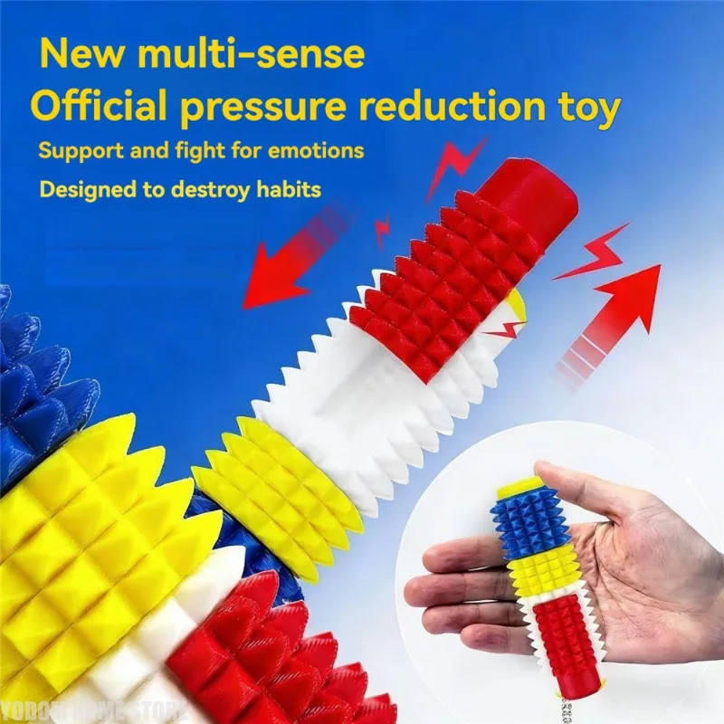 2026 New 3D Printed Spiky Roller Fidget Toys Sensory Pocket Keychain Stress Relief Mini Desk Small Ornaments Novelty Gifts Item