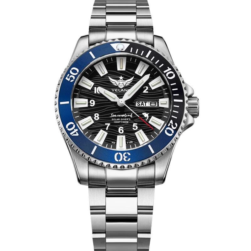 Yelang V1217 42mm Japan Eco-Drive Solar Watch Men's 300M Diver 30ATM Professional Waterproof Sapphire Luminous