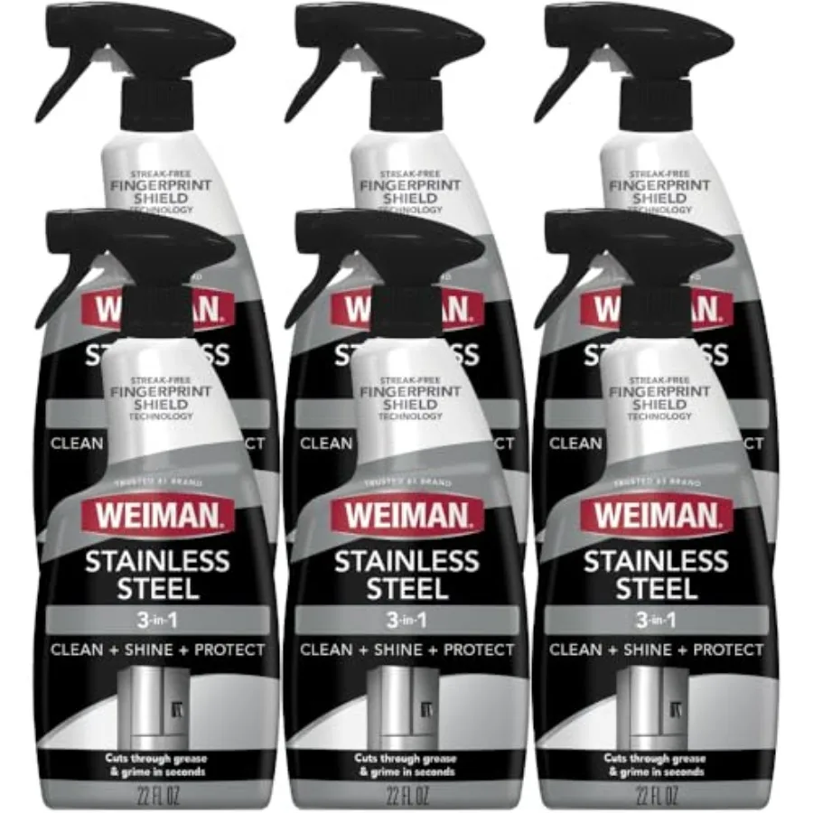 

Stainless Steel Cleaner and Polish, 6 Pack, Anti Fingerprint Spray, Water Spots and Grease, No Streaks or Residue, Safe for Met