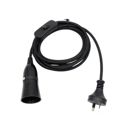 AC 240V 3m Fabric Braided Cable with AU Plug Power Cord with B22 Bulb Base Fittings Lamp Holder