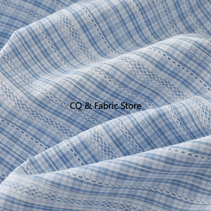 

Ins Стиль сине-белая клетчатая полосатая ткань с принтом для весенних и летних платьев-рубашек, ткань ручной работы «сделай сам»