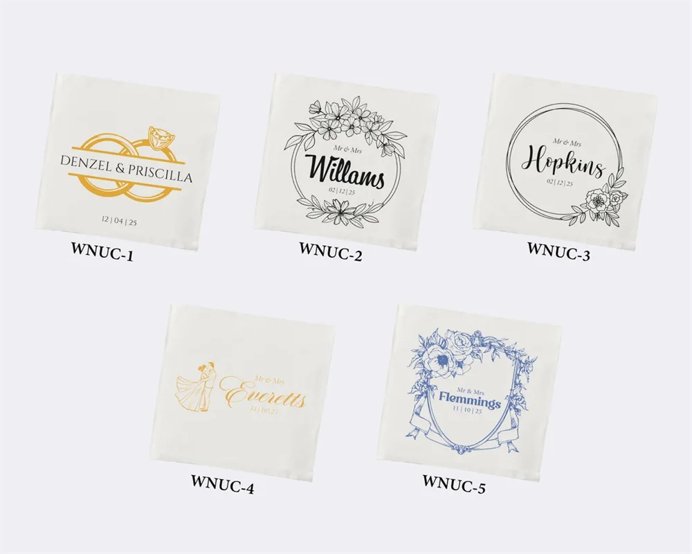 50PCS Personalized Wedding Napkins | Cocktail Napkins | Rehearsal Dinner | Just Married | Beverage Napkins | Luncheon Napkins