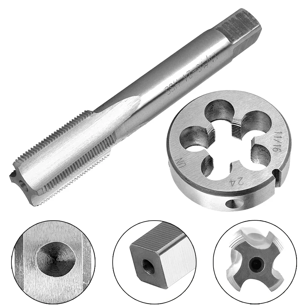 2pcs 11/16-24 UNEF Tap And Die Set Machine Thread Right Hand For Cast Iron Metalworking Workshop Processing Manual Tools Kit