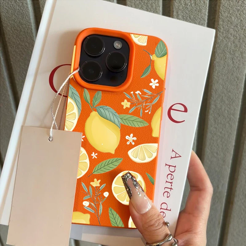 حافظة لهاتف آيفون 16 15 14 13 12 11 برو ماكس حافظة بنمط الليمون الكرتوني لهاتف آيفون XS Max X XR 16 Plus حافظة ناعمة من البولي يوريثان Funda