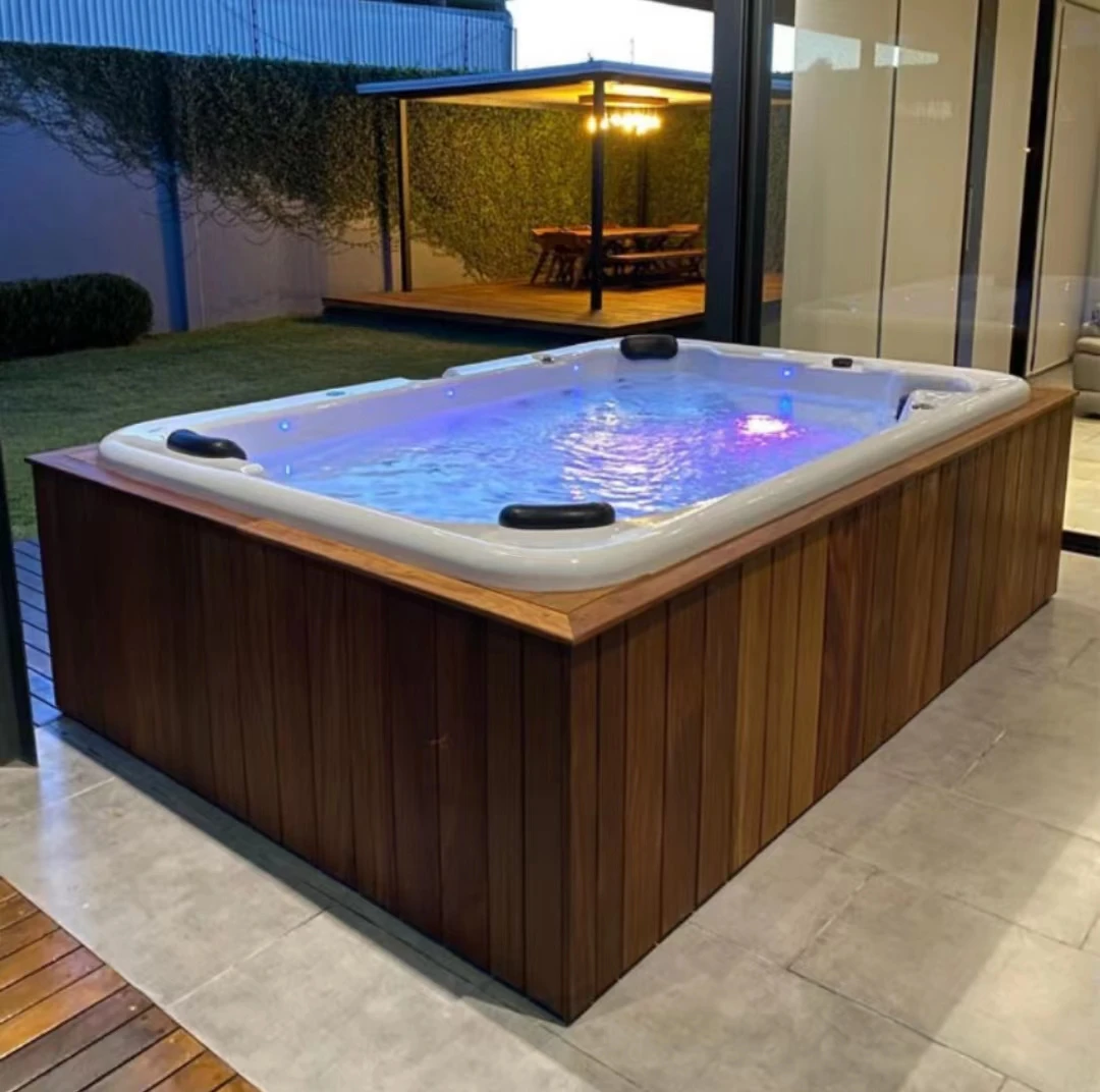 Outdoor 6-persons Hot Tube Outdoor with Wooden Pc Skirt Bathtub Villa Garden Many Person Use Pool Spa Bathtubs Tina Para Bao