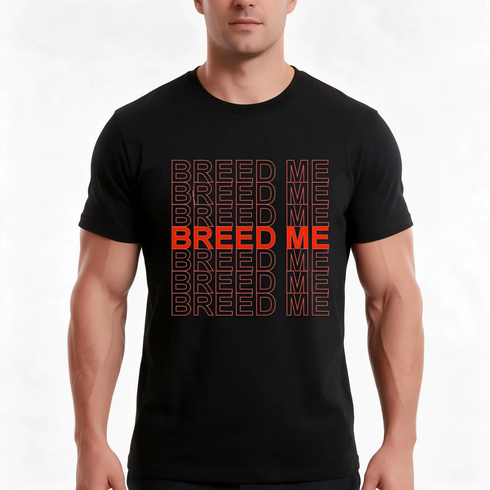 Breed me in Red T-Shirt, Summer Casual Cotton Tee, Oversized Streetwear Tops, Vintage Graphic Print, Loose Fit Short Sleeve