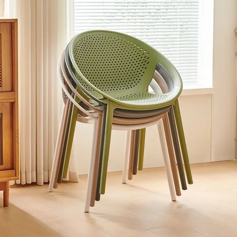 CZ-29 Nordic Household Plastic Chair Simple Thickened Dining Chair Outdoor Leisure Negotiation Chair Hollow Backrest