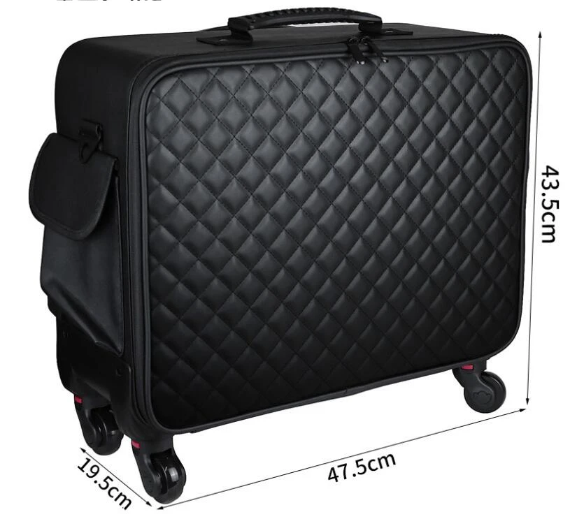 Trolley professionale da donna Valigia per trucco Trolley per artista Trolley per cosmetici con ruote Borsa per trucco Trolley per trucco con ruote