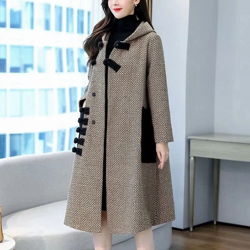 Otoño Invierno largo ocio abrigo femenino suelto temperamento fino todo fieltro largo tiene un sentido del diseño moda Retro JJ1031