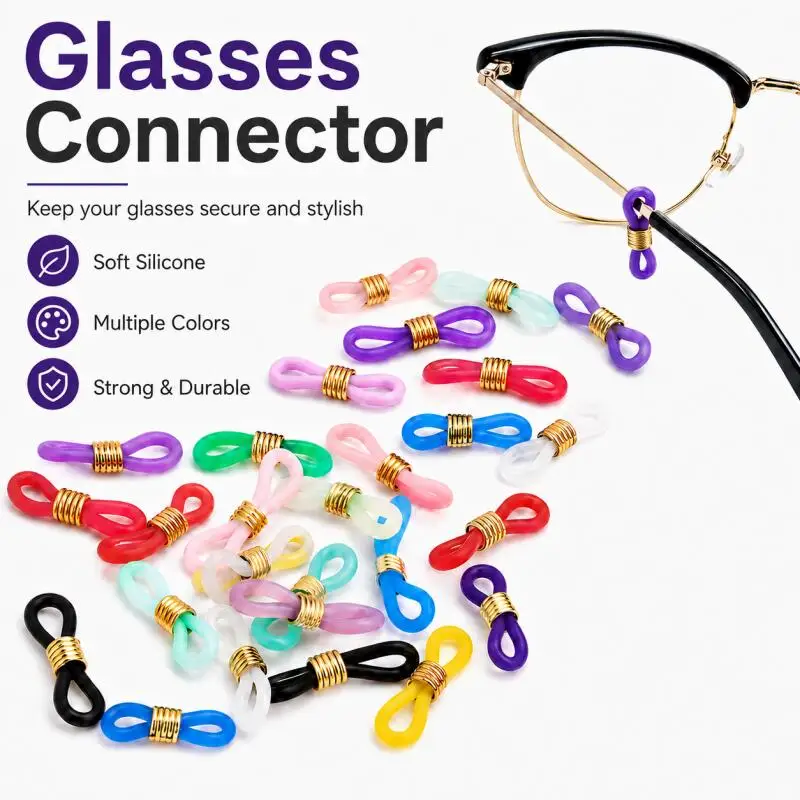 10~50pcs Spring Rubber Silicone Ends Connectors For Eyeglass Sunglasses Necklace Chain Loop Holder