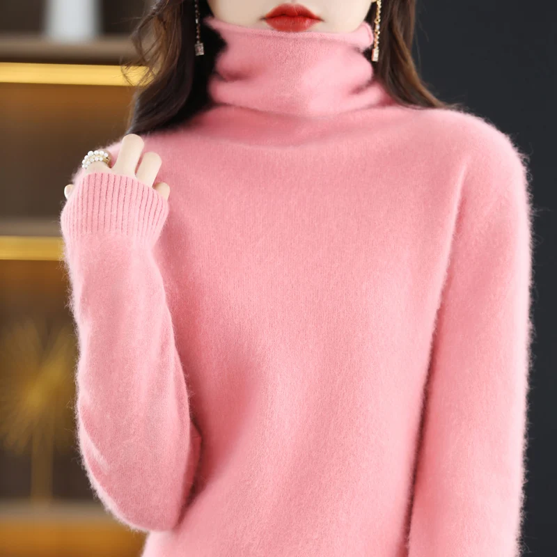 Tailor Sheep Autumn Winter 2023 Women's Turtleneck Sweater 100% Pure Mink Cashmere Pullover Knitted Soft Fashion Tops