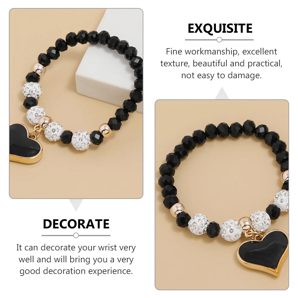 

2Pcs Crystal Beads Bracelet Elegant Women Wrist Chain Durable Comfortable Fine Workmanship Fashion Jewelry Charming Bracelet