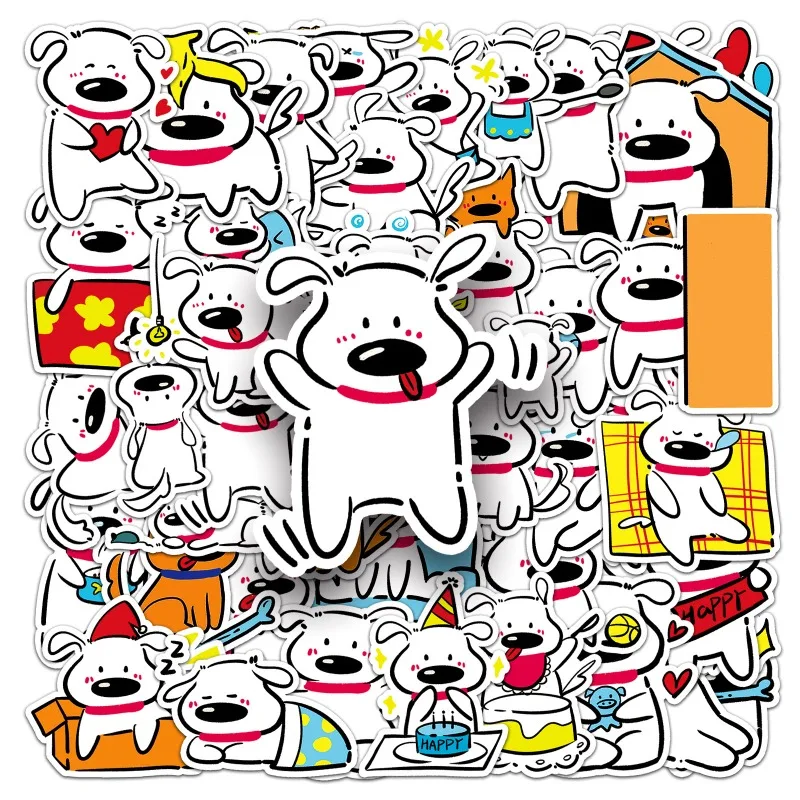 50pcs Maltese Cartoon Stickers Suitcase Stationery Water Cup Mobile Phone Car Scooter Laptop Refrigerator Decorative Stickers