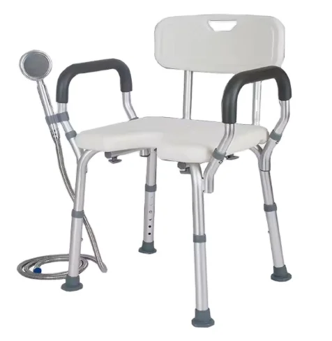 Cadeira de chuveiro com apoio de braço dobrável para idosos Cadeira de banho para cuidados domiciliares para pessoas com deficiência