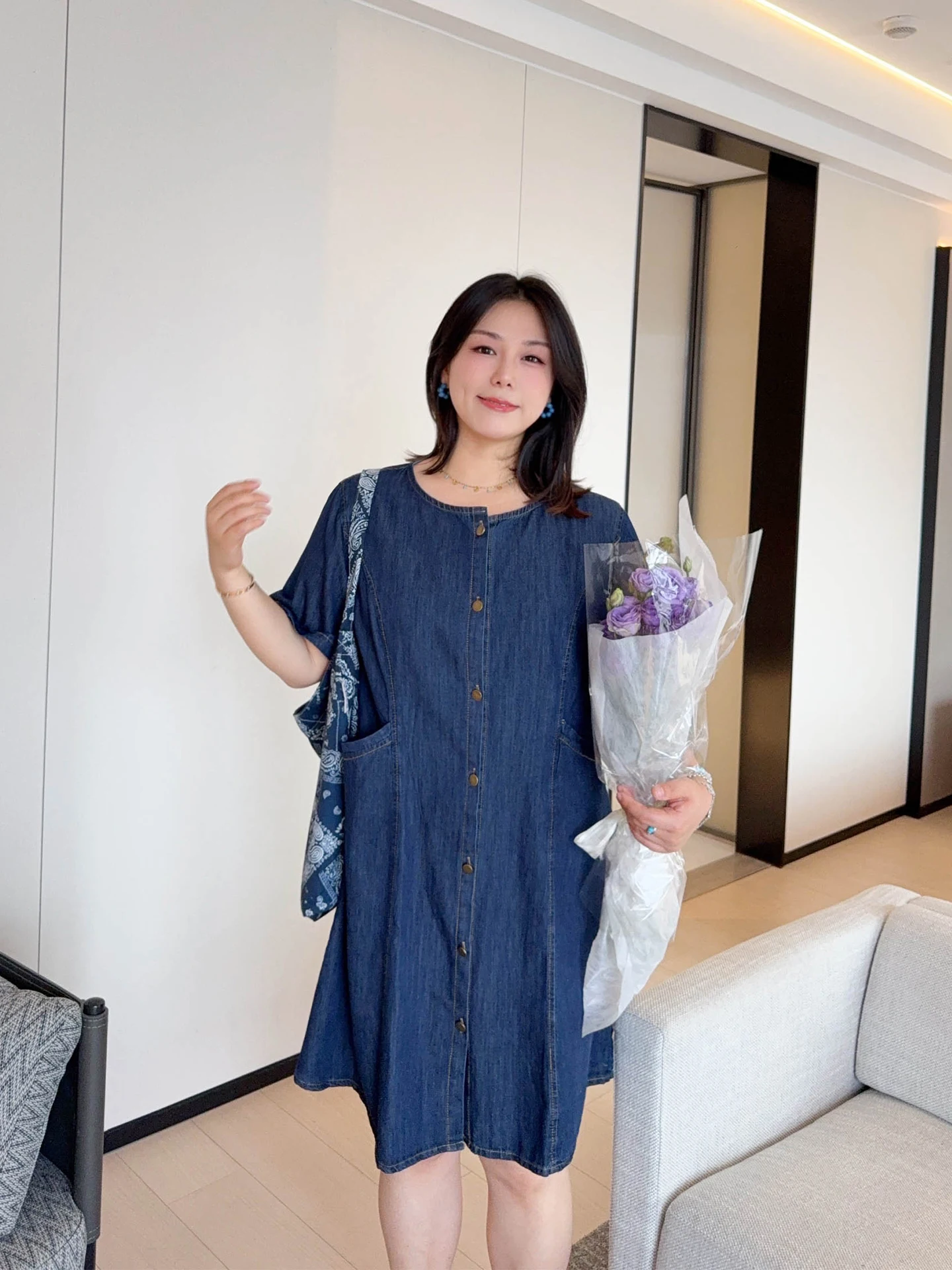 

Джинсы VOGANA Summer Slimming Denim Dr: мягкие, тонкие, дышащие, с высокой талией, свободного кроя, повседневные, с круглым вырезом, миди...