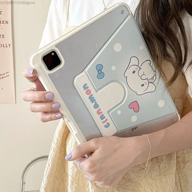 Imagem -02 - Sanrio Cinnamoroll Kawaii Capa de Computador Tablet Rotação Estilo Japonês Case Ipad 10.2 Mini Pro 12.9 11 2023 2023 Y2k