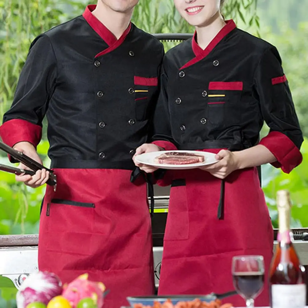 Chef Workwear ทำอาหาร Uniform แขนยาวเชฟร้านอาหารเสื้อฤดูใบไม้ร่วงฤดูหนาว Pocket Chef เสื้อผ้า Top