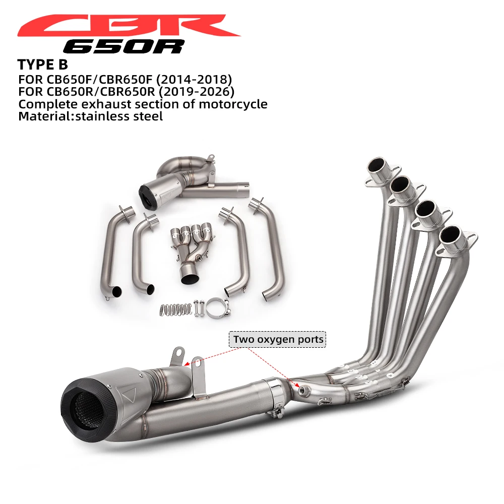 Motorcycle Exhaust System Modify Stainless Front Pipe Exhaust 60MM Slip On For CBR650F CB650F CB650R CBR650R 2014-2026