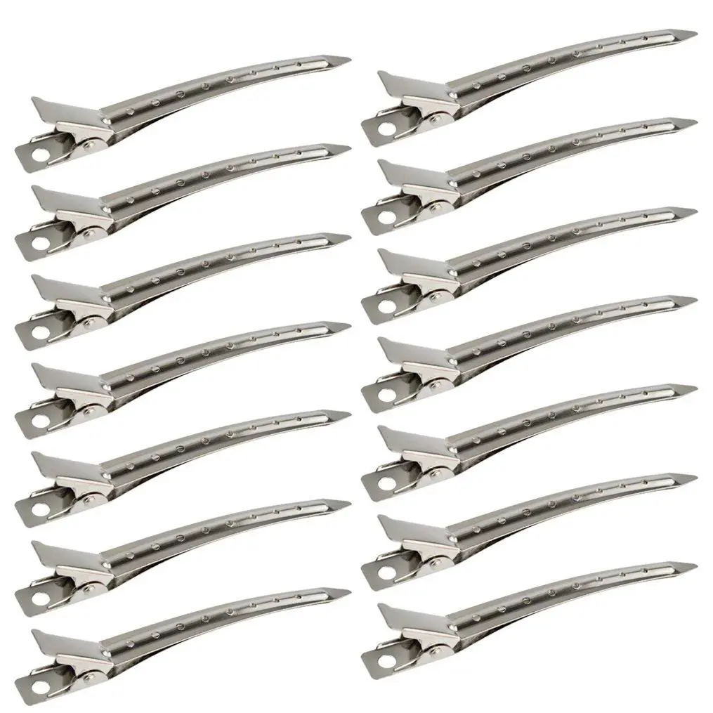 

24 Pack 3.5 Inch Metal Duck Bill Hair Clips for Styling, Coloring, and Curling - Rustproof Silver