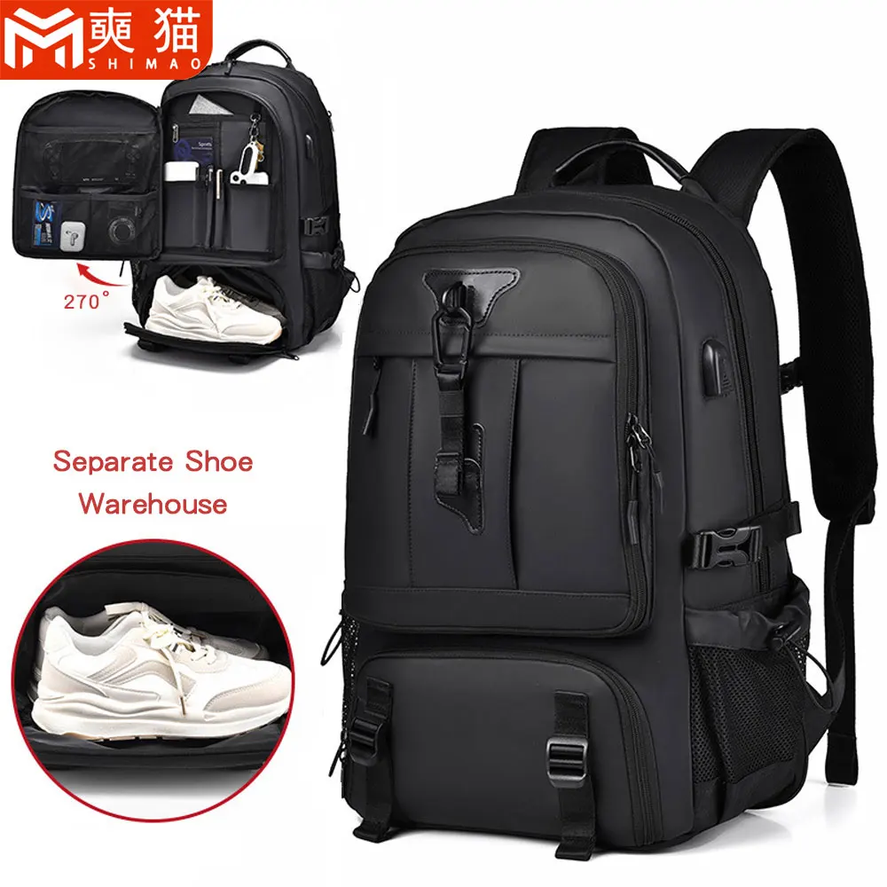 

Camping Backpack With Shoe Packet Men Luggage Business Commuting Travel Outdoor Sports Trekking Expandable Laptop Backpacks