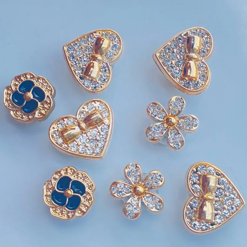 New Summer DIY Shoe Accessory Set Pearl Four-Leaf Flower Rhinestone Shoe Buckle Detachable Clog Shoe Decoration Buckle Four-Leaf