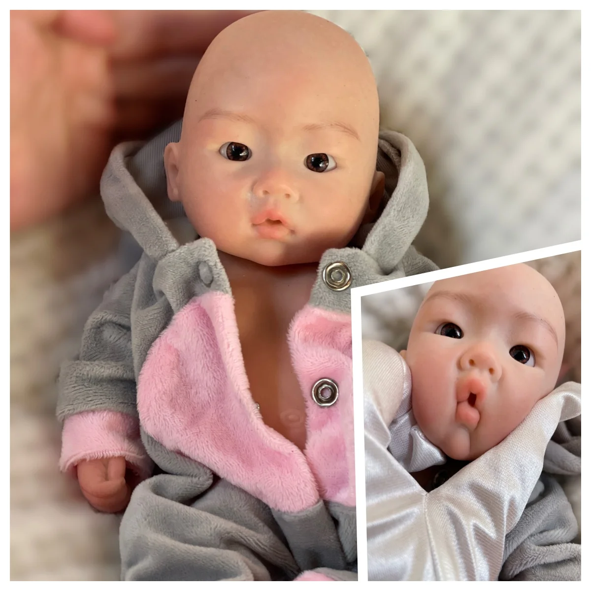 28cm Can Open Mouth Washable Solid Silicone Bebe Reborn Boy Soft Touch Feeling 3D Painted Skin Lifelike Newborn Baby Dolls