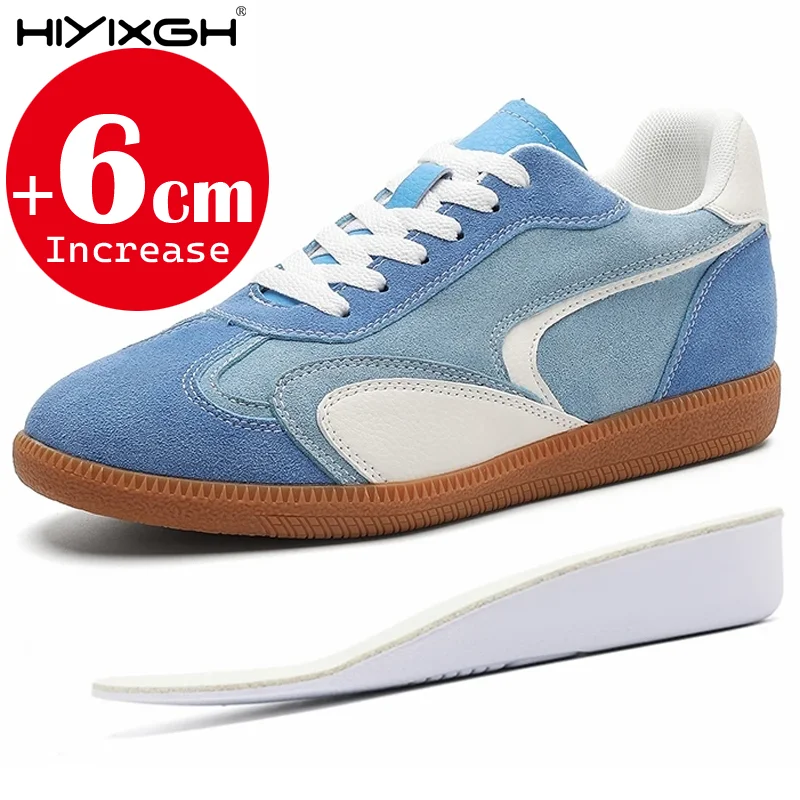 

6CM Height Increase Unisex German Trainers Shoes Suede Casual Sports Comfortable Hidden Heel Elevator Shoes Lift Sneakers