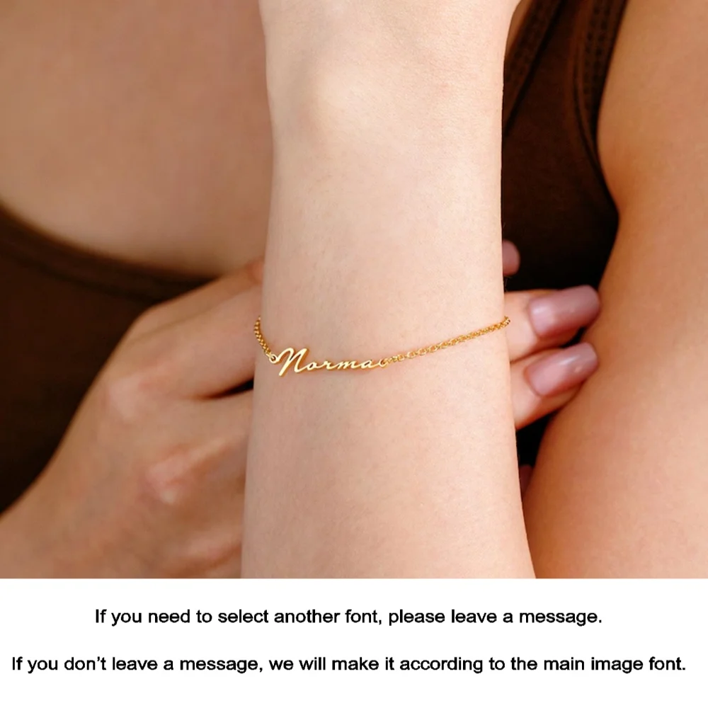 

Fashionable scribbled font custom name bracelet 18K, high-quality waterproof women's bracelet, exclusive personalized gift