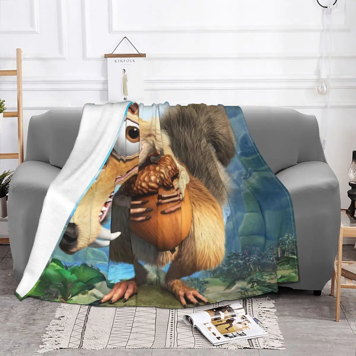 Ice Age Manfred Animated Film Blanket Flannel Decoration Scrat Portable Home Bedspread