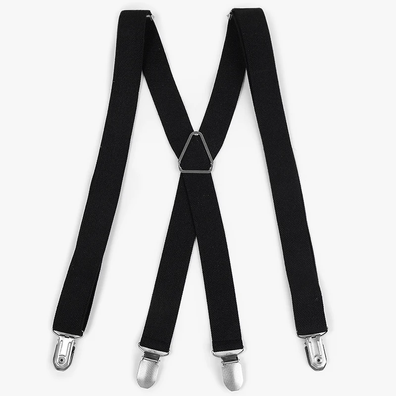 Adult Size Solid Color Men Suspenders 2.5CM Wide Elastic Strap X- Back Adjustable Braces for Women Pants Stays