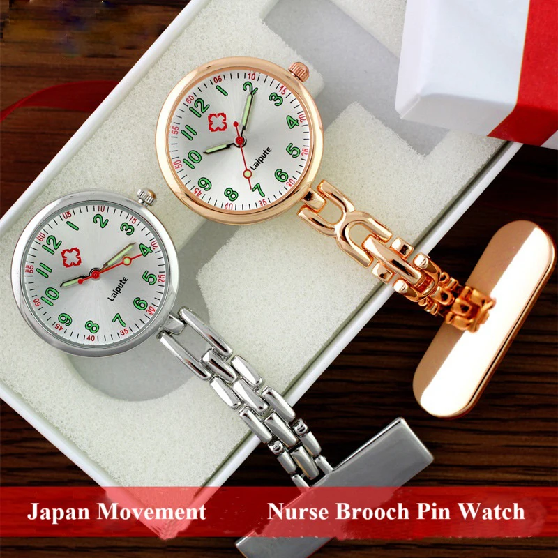 

Часы с брошью для медсестры, японский механизм, кварцевый цифровой брелок, легко готовые, с большим циферблатом, водонепроницаемые металлические часы с лацканами для медсестер, врачей