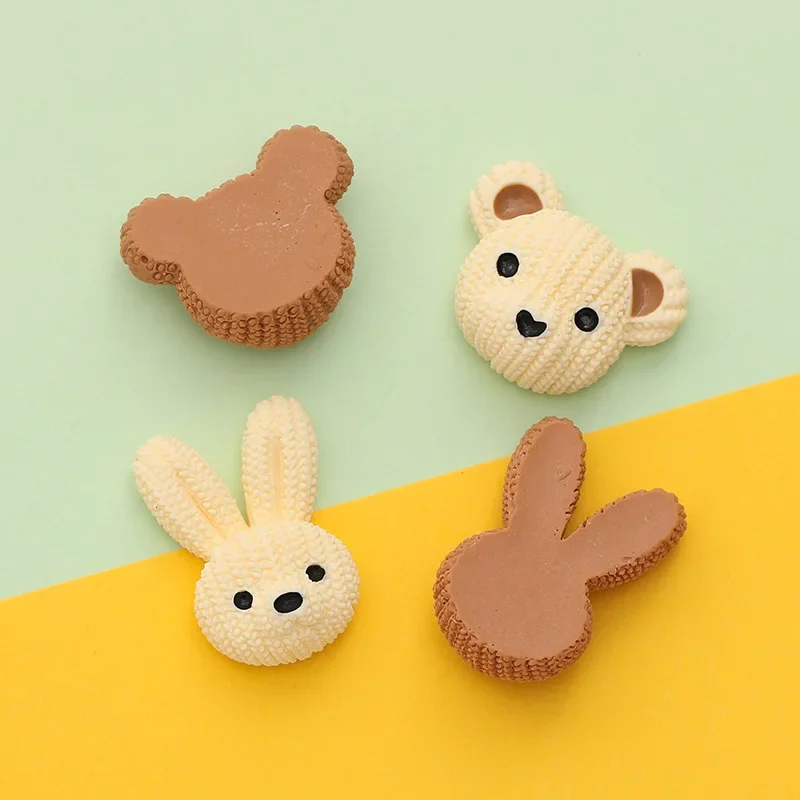 10PCS Fall brown Creative Cute Cartoon Bear DIY Handmade Resin Decorative Ornaments Large Size 3D Kawaii Nail Art Charms