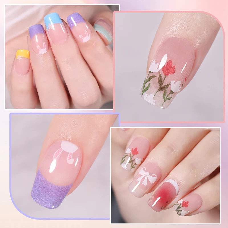 Envolturas de uñas de Gel semicuradas coloridas de primavera, envolturas adhesivas de Gel de uñas de cubierta completa de larga duración, pegatinas de uñas de manicura de Color de moda