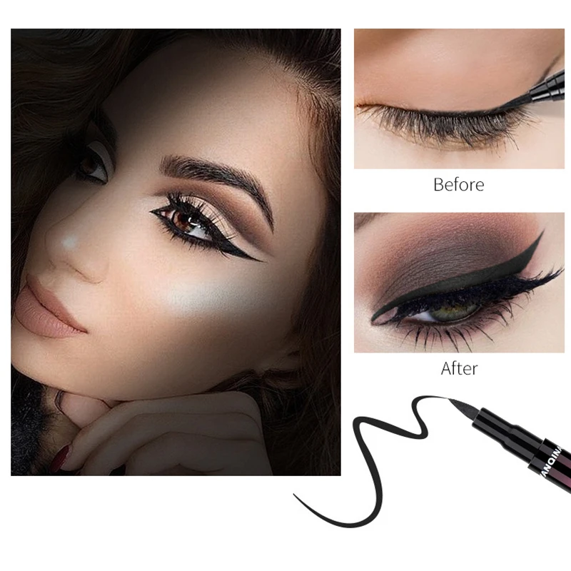 Waterproof Eyeliner Pencil 36H Long-Lasting Liquid Eye Liner Pen Black Liquid Eyeliner Quick-Dry No Blooming Cosmetics Tool