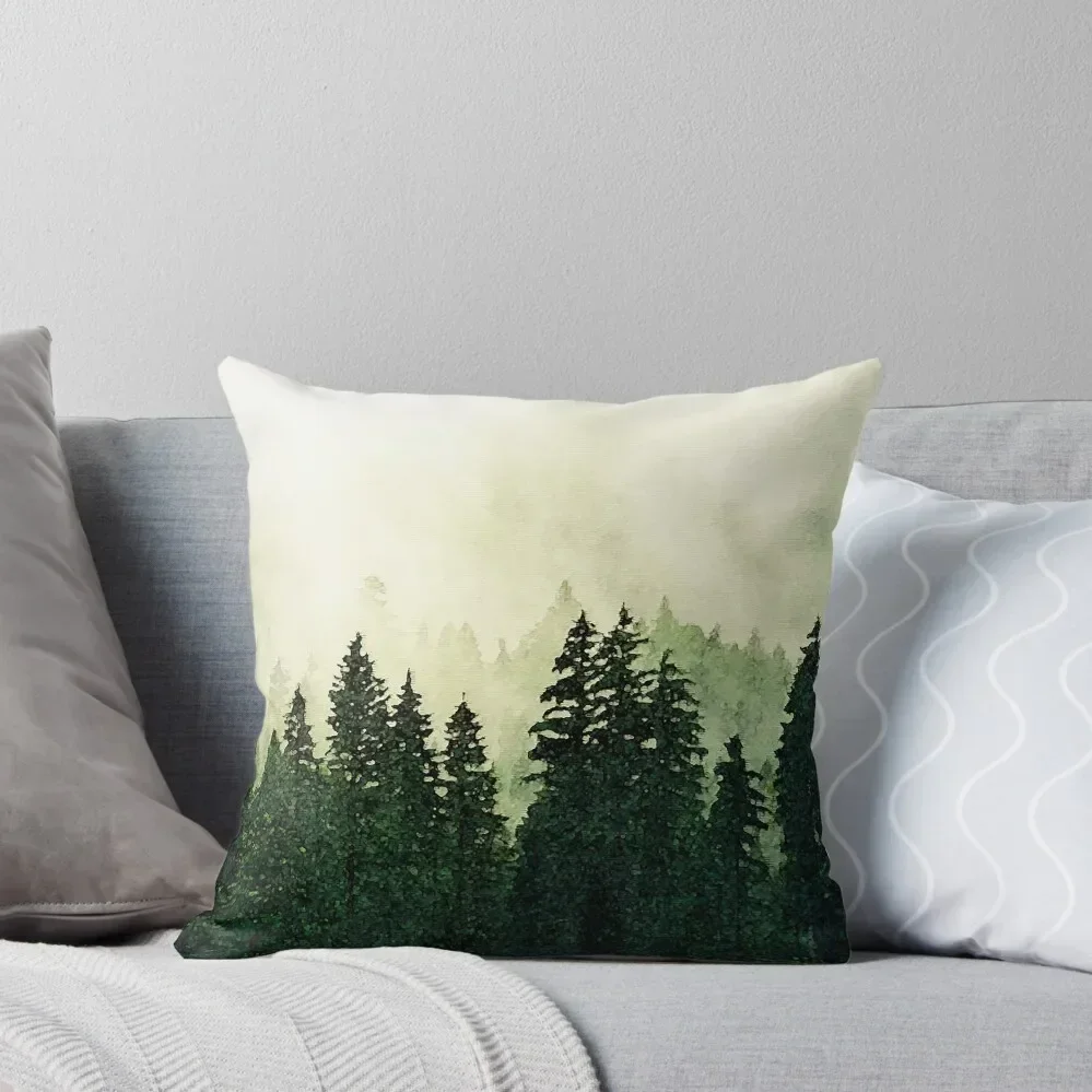 Misty Forest - Watercolor Throw Pillow Christmas Cushion For Home Decorative Cushion Cover pillow