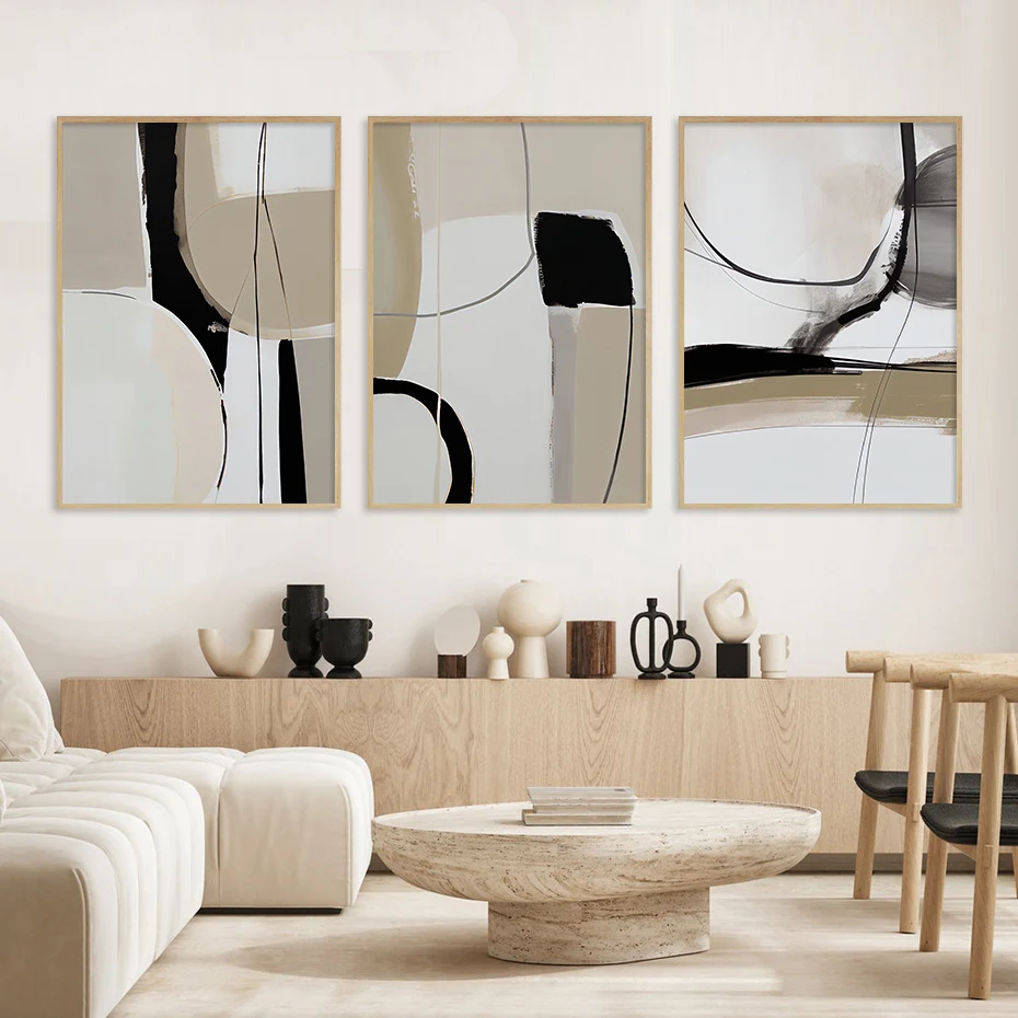 

Mid Century Modern Line Abstract Posters Wall Art Canvas Painting Prints Pictures Modern Living Room Interior Home Decoration