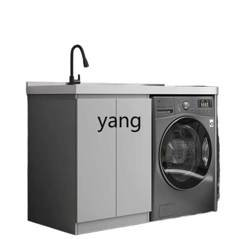 

CX Stainless Steel Laundry Tub with Washboard Alumimum Washing Machine Cabinet Integrated