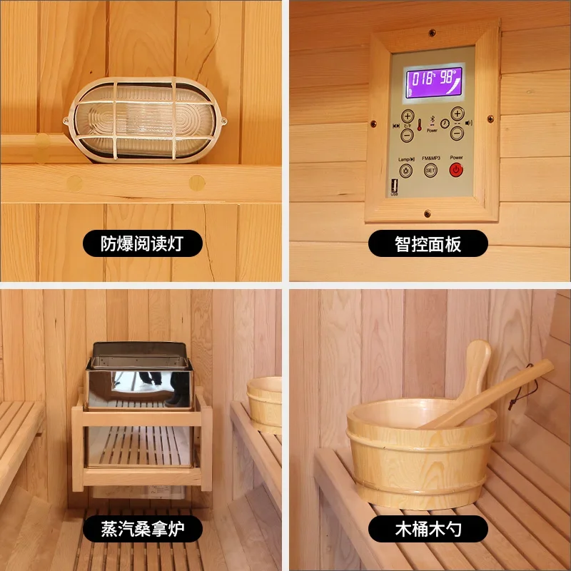 Outdoor steam room, cylinder sauna, courtyard, volcanic stone, family villa, sauna stove, dry and wet steam room
