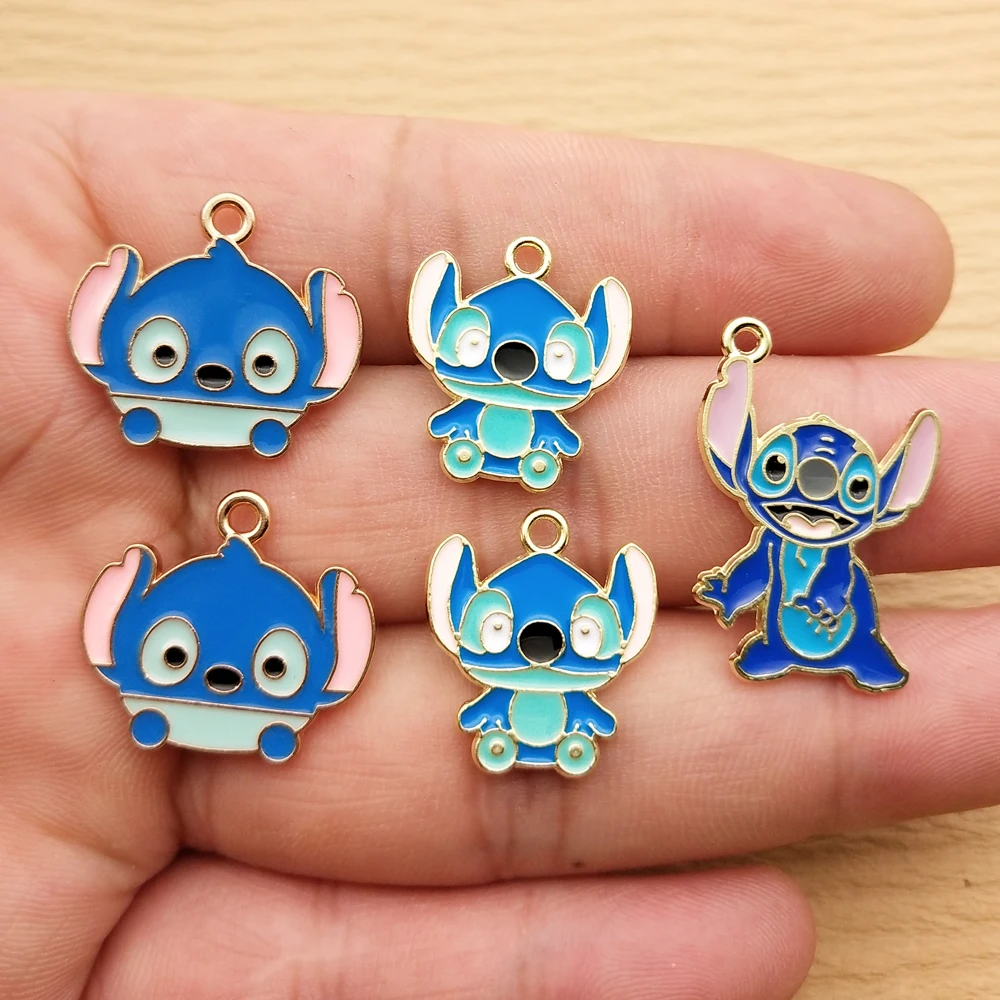 10pcs Cartoon Charm Jewelry Accessories Enamel Necklace Earring Pendant Diy Making Craft Supplies Alloy Metal Gold Plated