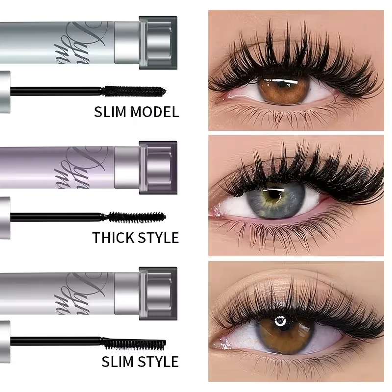Black Fiber Mascara Waterproof Sweat-proof Long Lasting No Clumping, 3 Brush Heads for Volume Lengthening Curling Lifted Lashes